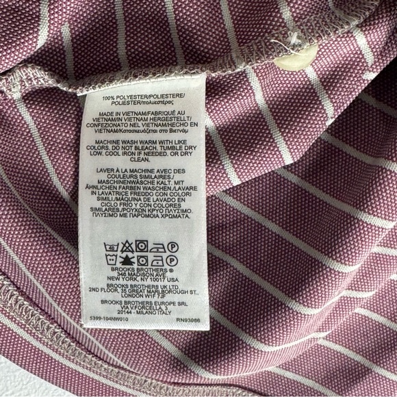 NWOT Brooks Brothers Boys Medium Polo Shirt Performance Plum White Striped - Picture 4 of 6